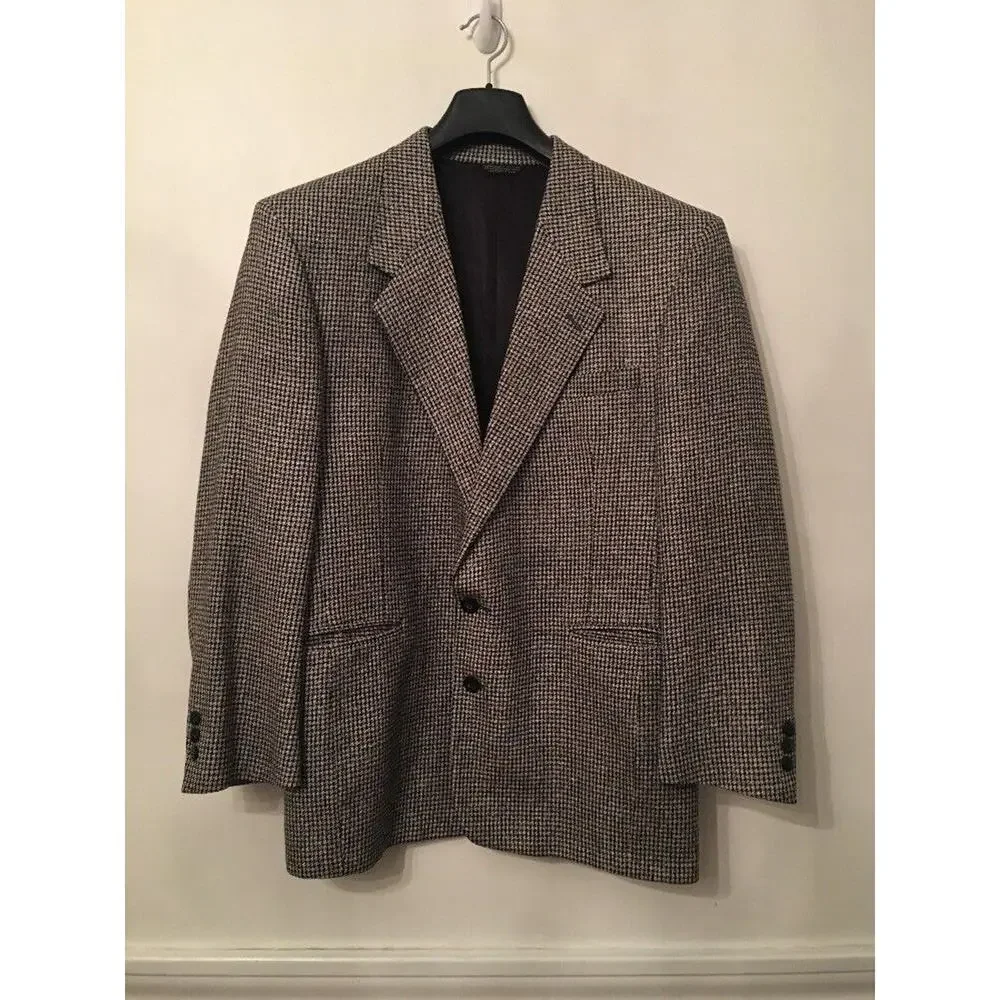 41R Today's Man Vintage 2 Button Black Houndstooth Sport Coat Jacket